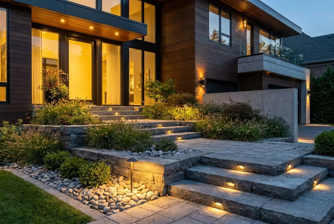 Front entry stone steps